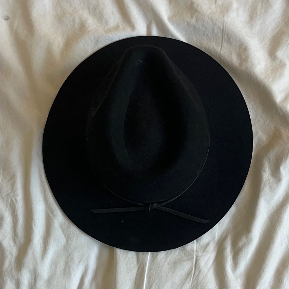 Brixton Black Wide-Brim Fedora with Slim Hatband